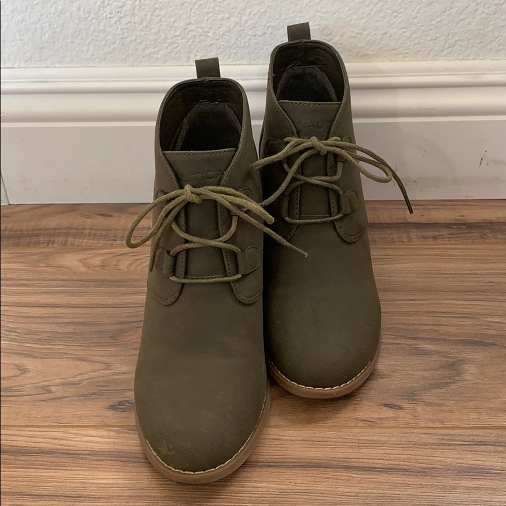 Nautica Forest Green Vaeda Wedge Lace-Up